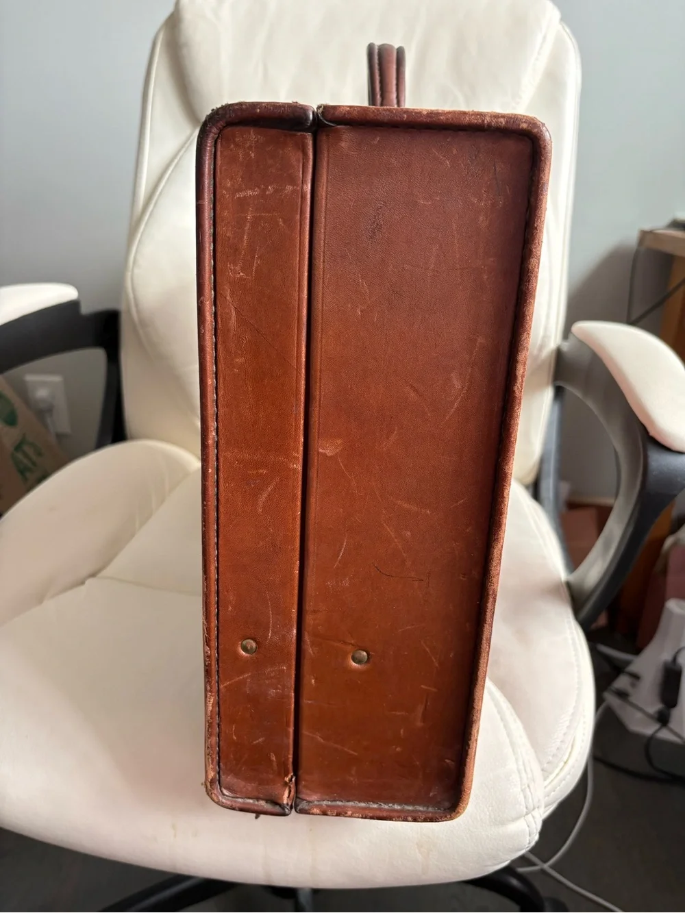 Schlesinger Leather Carry Briefcase in Brown - Vintage Style